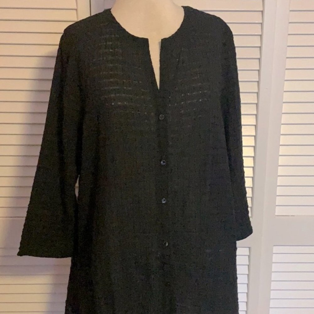 Black EILEEN FISHER Cotton Top, L